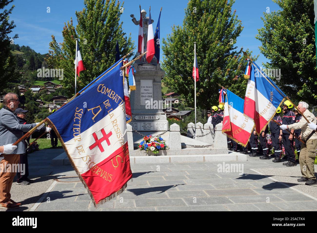 Feierlichkeiten zum 14. Juli, dem französischen Nationalfeiertag. St. Gervais. Frankreich. Stockfoto
