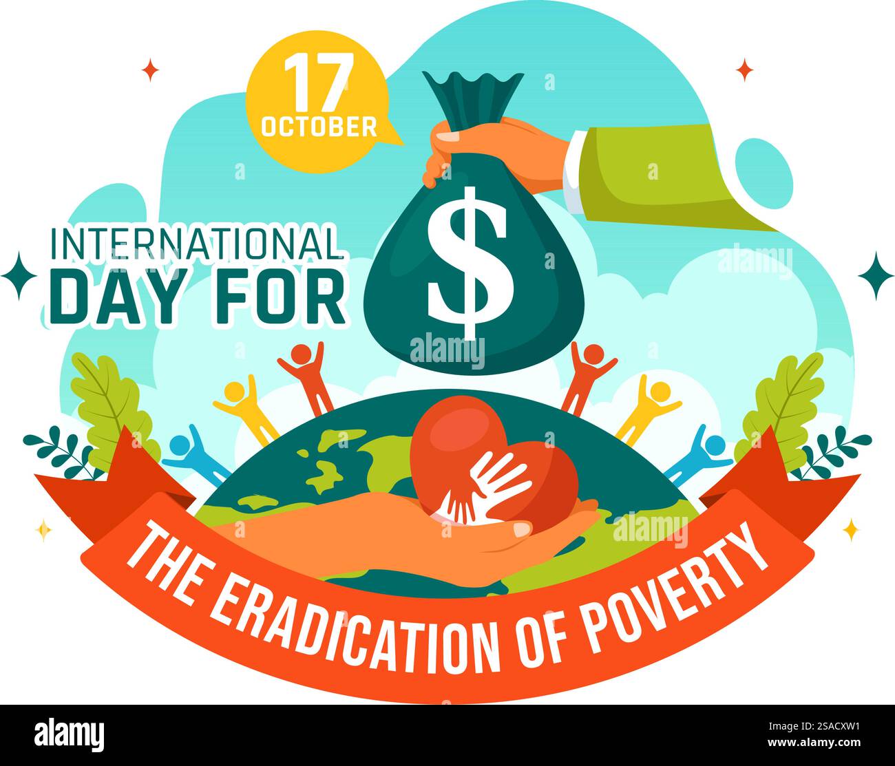 Vektor-Illustration des Internationalen Tages zur Beseitigung der Armut, der Menschen, die in Armut leben, und ihre Gemeinschaften im Hintergrund zeigt Stock Vektor Vektor-Illustration des Internationalen Tages zur Beseitigung der Armut, der Menschen, die in Armut leben, und ihre Gemeinschaften im Hintergrund zeigt Stock Vektor