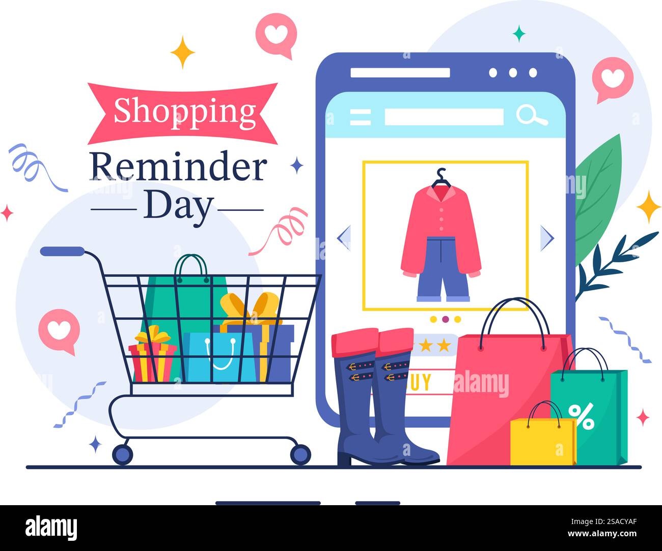 Shopping Reminder Day Vektor Illustration für den 26. November, mit einer Papiertüte und Gegenständen in einem National Holiday Flat Stil Cartoon Hintergrund Stock Vektor