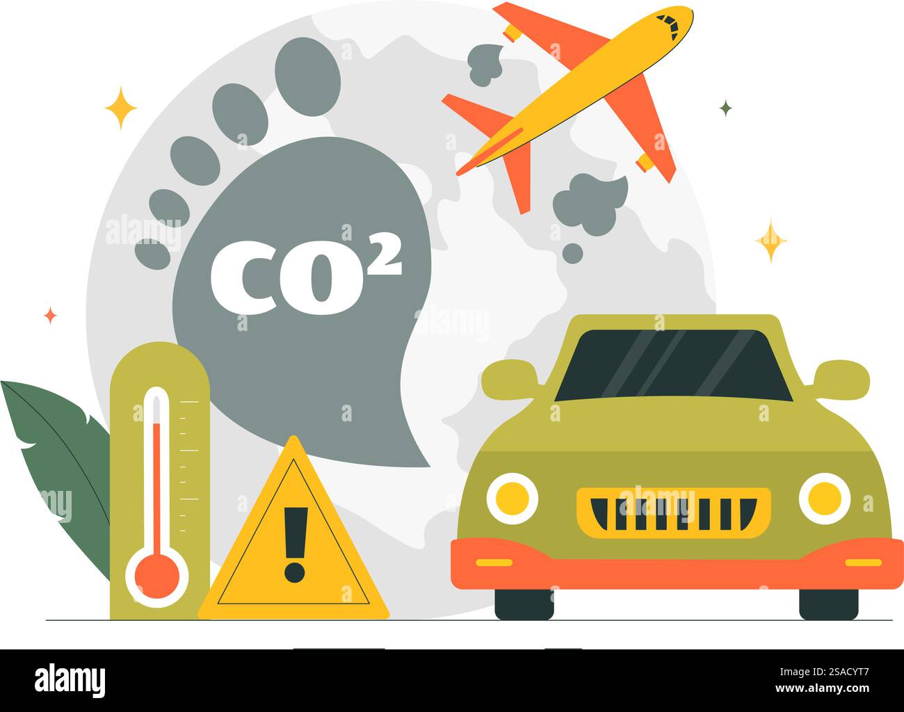 Kohlendioxid- oder CO2-Vektor-Illustration, die die Bedeutung der Rettung des Planeten Erde vor dem Klimawandel in einem flachen Cartoon-Hintergrund unterstreicht Stock Vektor
