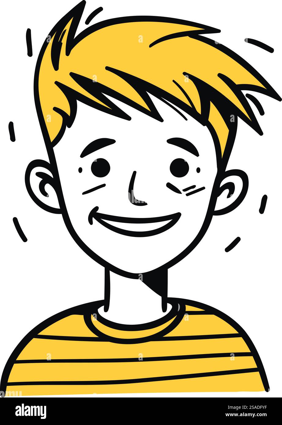 Lächelnder Junge mit gelben Haaren. Vektorillustration im Cartoon-Stil. Stock Vektor