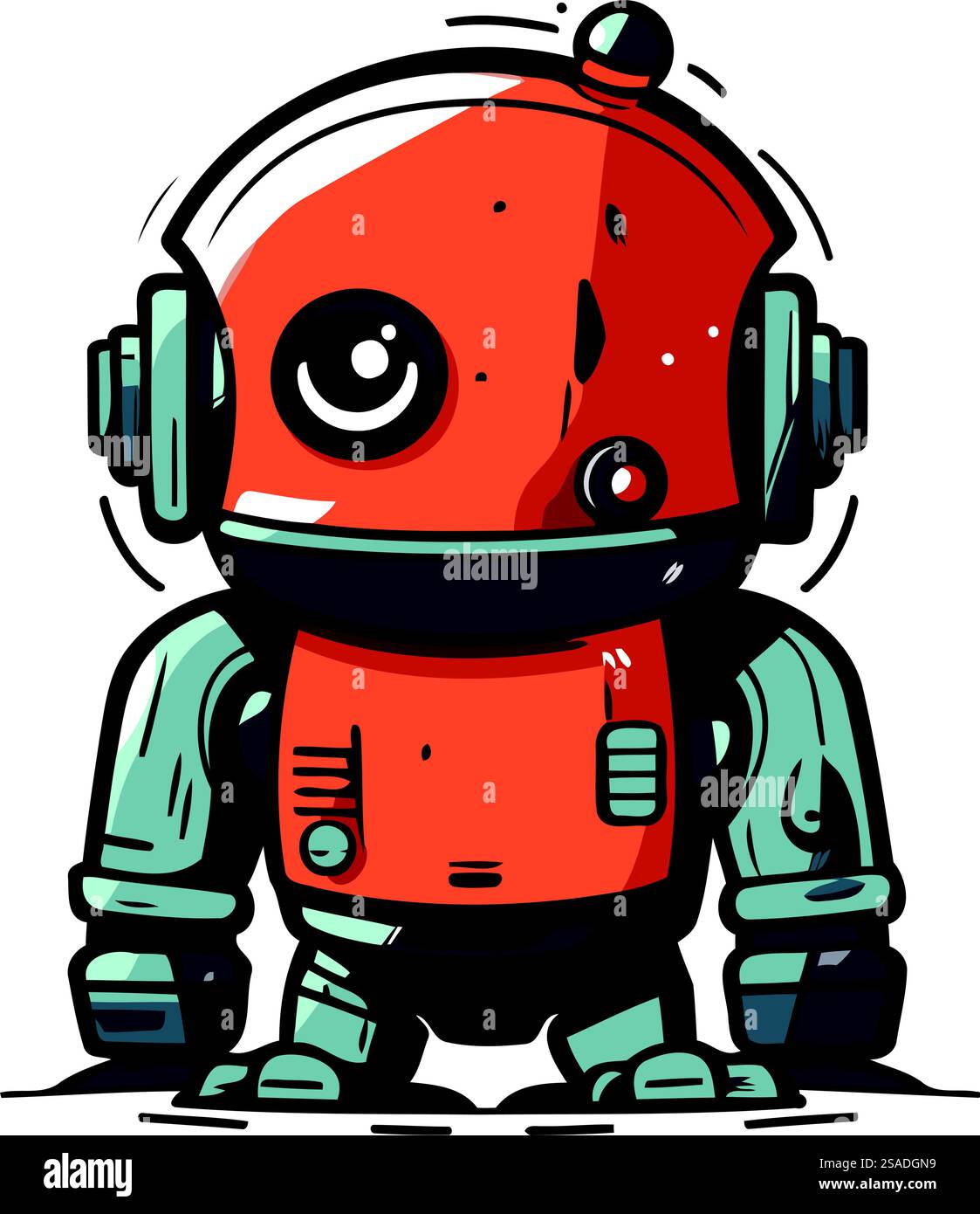 Niedlicher Karikaturroboter. Vektorabbildung. Niedlicher handgezeichneter Roboter. Stock Vektor