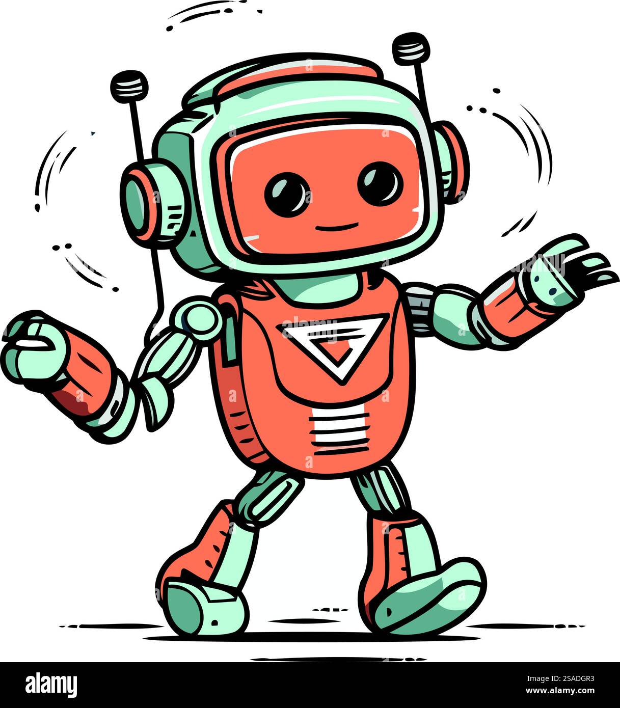 Niedlicher Karikaturroboter. Handgezeichnete Vektorgrafik. Doodle-STYLE. Stock Vektor