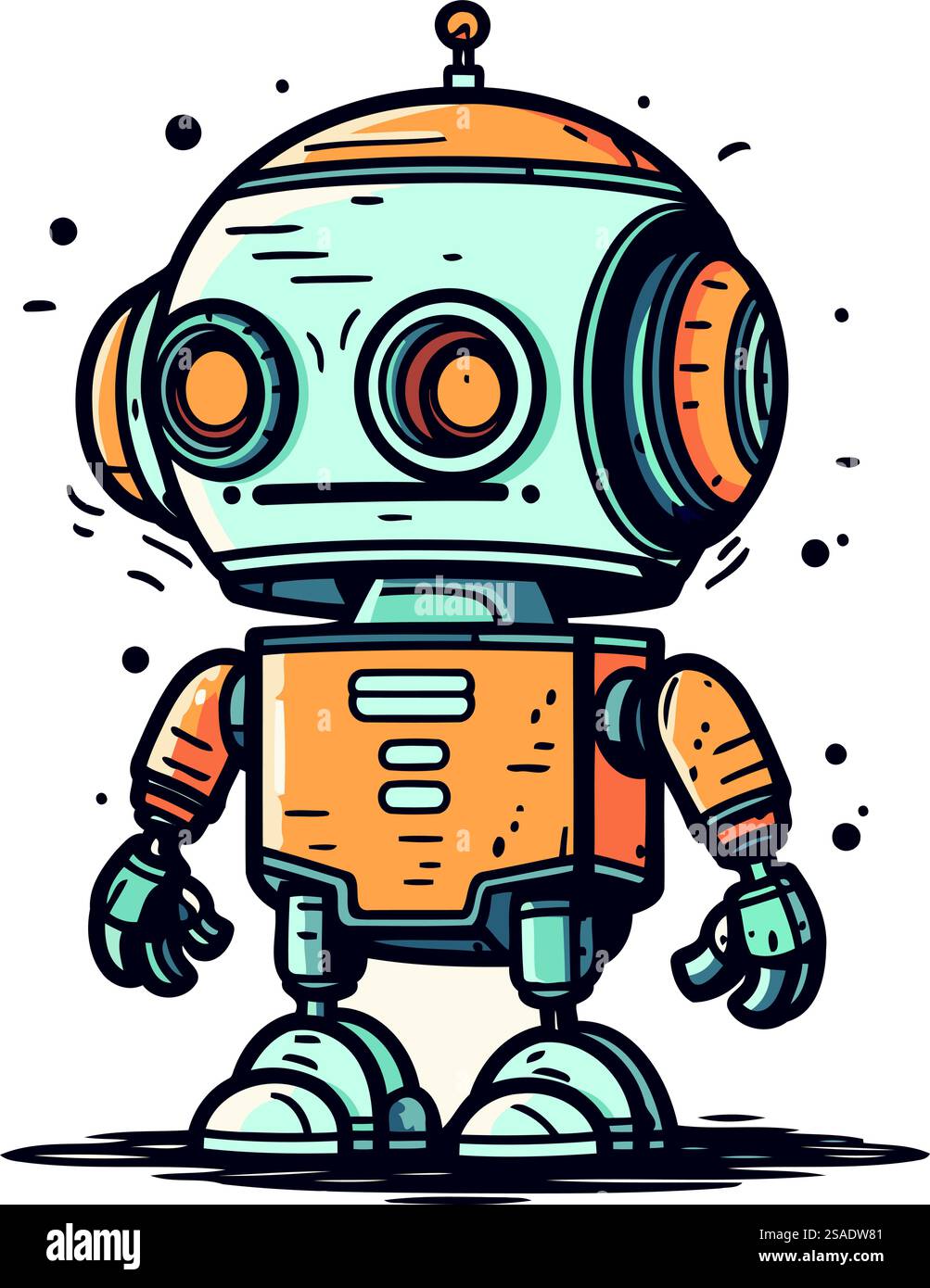 Niedlicher Karikaturroboter. Handgezeichnete Vektorgrafik. Doodle-STYLE. Stock Vektor