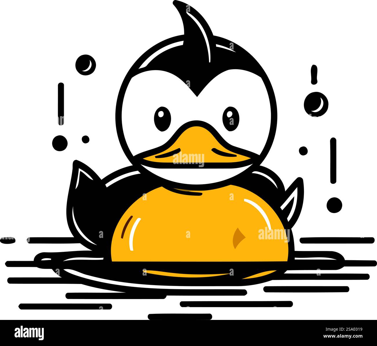 Ente auf dem Wasser. Vektorabbildung in abgewickelter Form. Stock Vektor