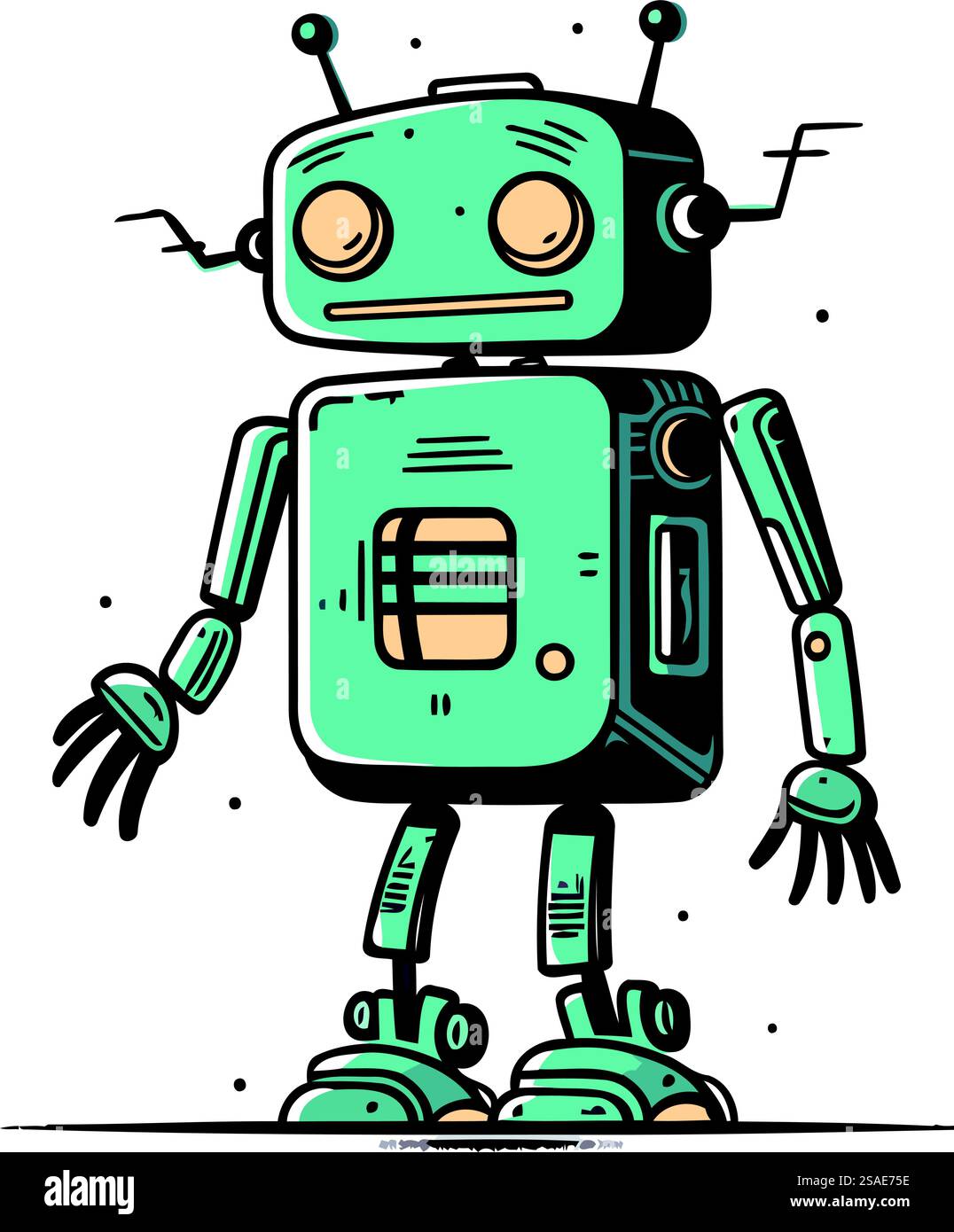 Cartoon-Roboter. Vektorabbildung. Niedlicher handgezeichneter Roboter. Stock Vektor