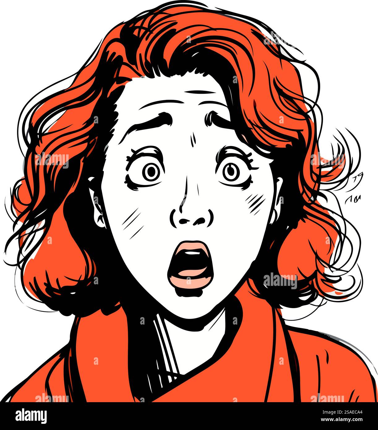 Überraschte Frau. Pop-Art-Vektor-Illustration. Nachahmung im Comic-Stil. Stock Vektor