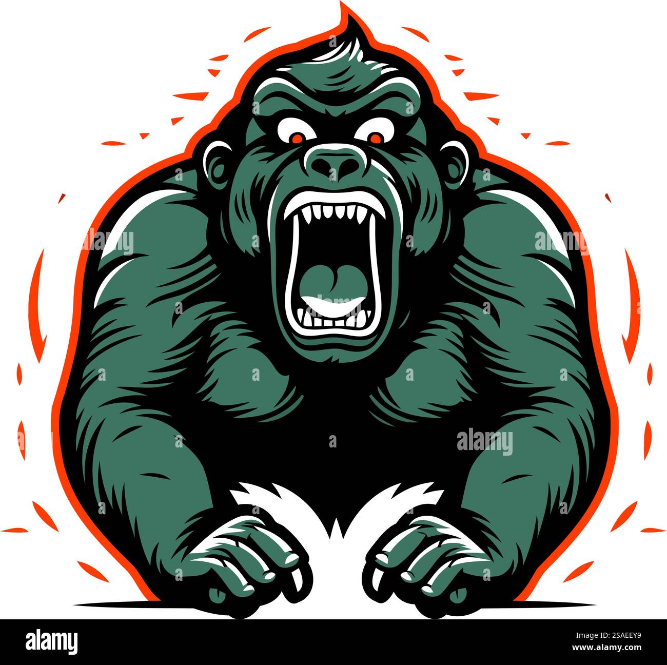 Gorilla-Maskottchen. Vektor-Illustration für T-Shirt-Druck. Stock Vektor