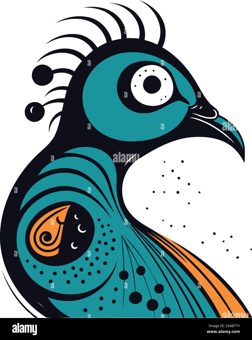 Pfau-Vektor-Illustration. Isolierter Pfau auf weißem Hintergrund. Stock Vektor