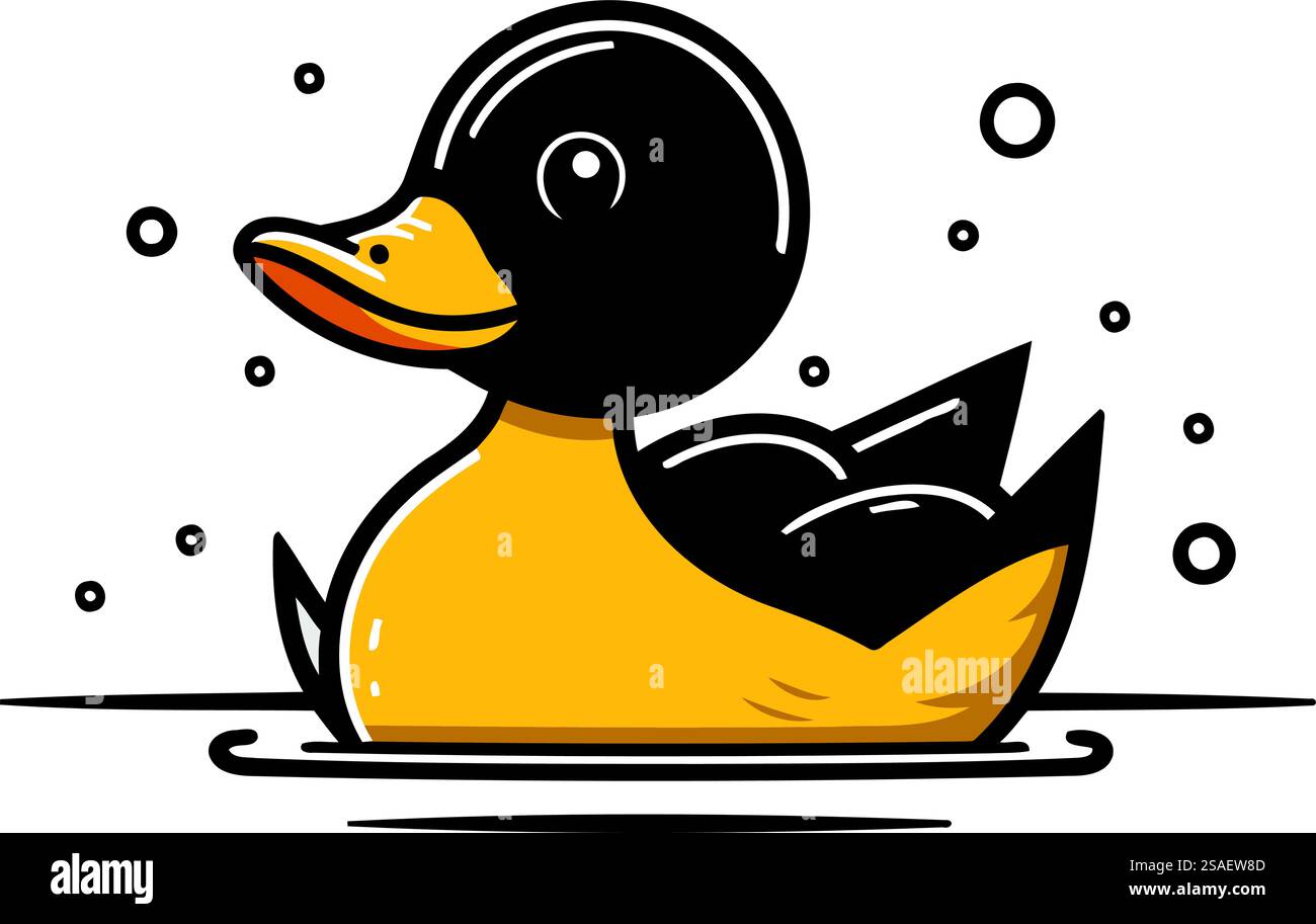 Ente auf dem Wasser. Vektor-Illustration in flachem Cartoon-Stil. Stock Vektor