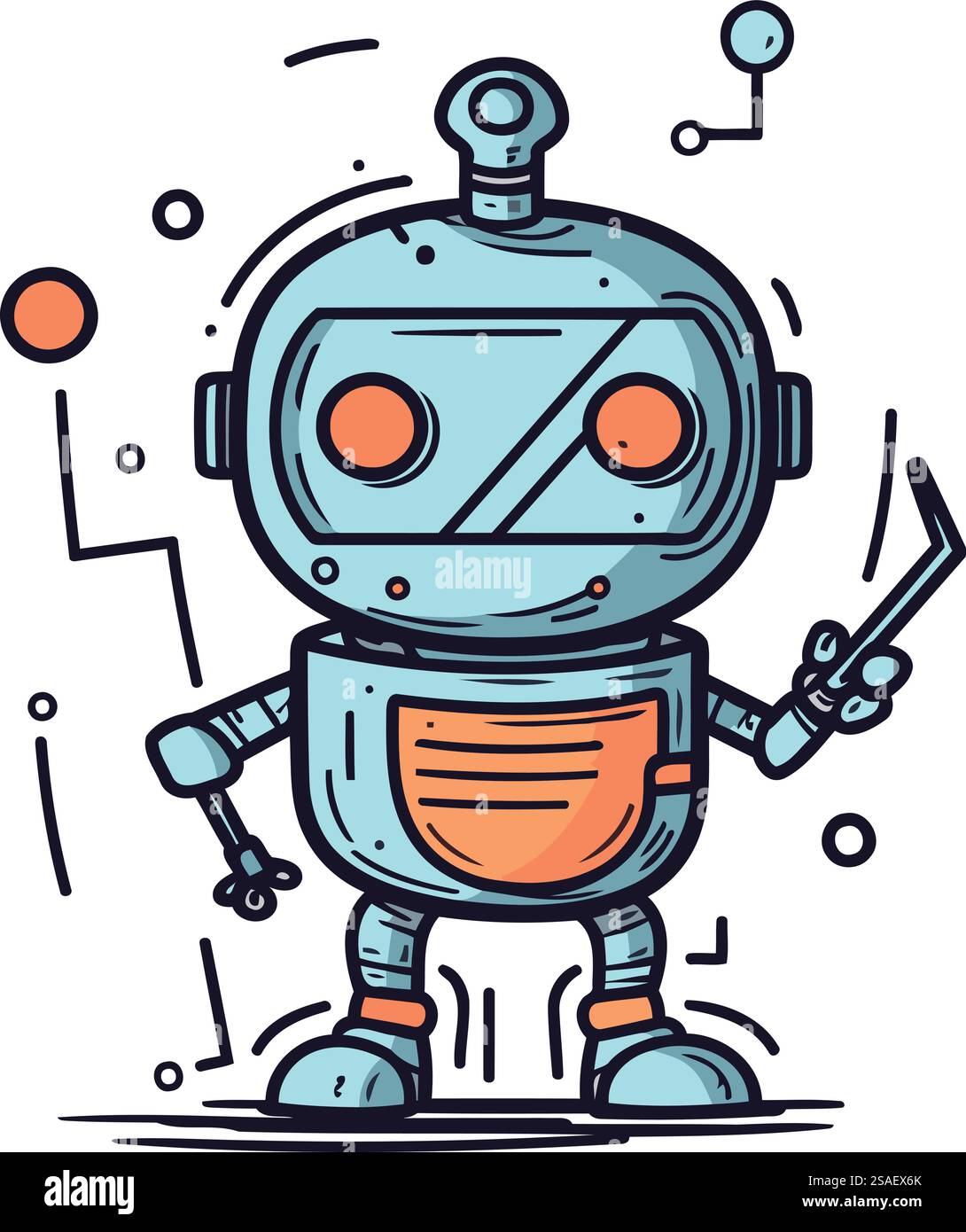 Vektor-Illustration des niedlichen Zeichentrickroboters. Isoliert auf weißem Hintergrund. Stock Vektor