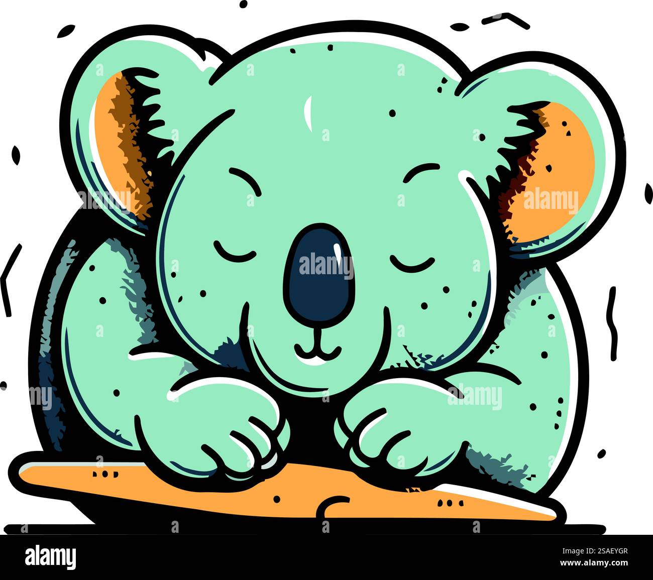 Niedlicher Koala, der auf dem Boden schläft. Vektor-Zeichentrick-Illustration. Stock Vektor