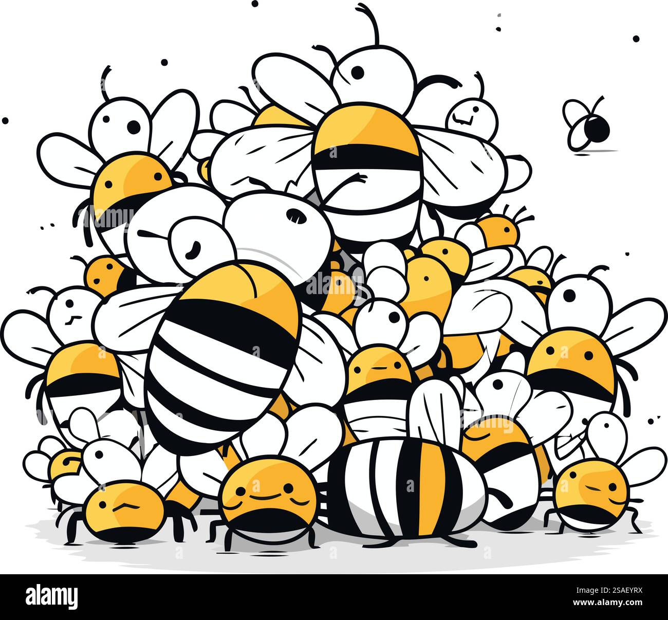 Cartoon Bienenfamilie. Vektordarstellung einer Gruppe von Bienen. Stock Vektor