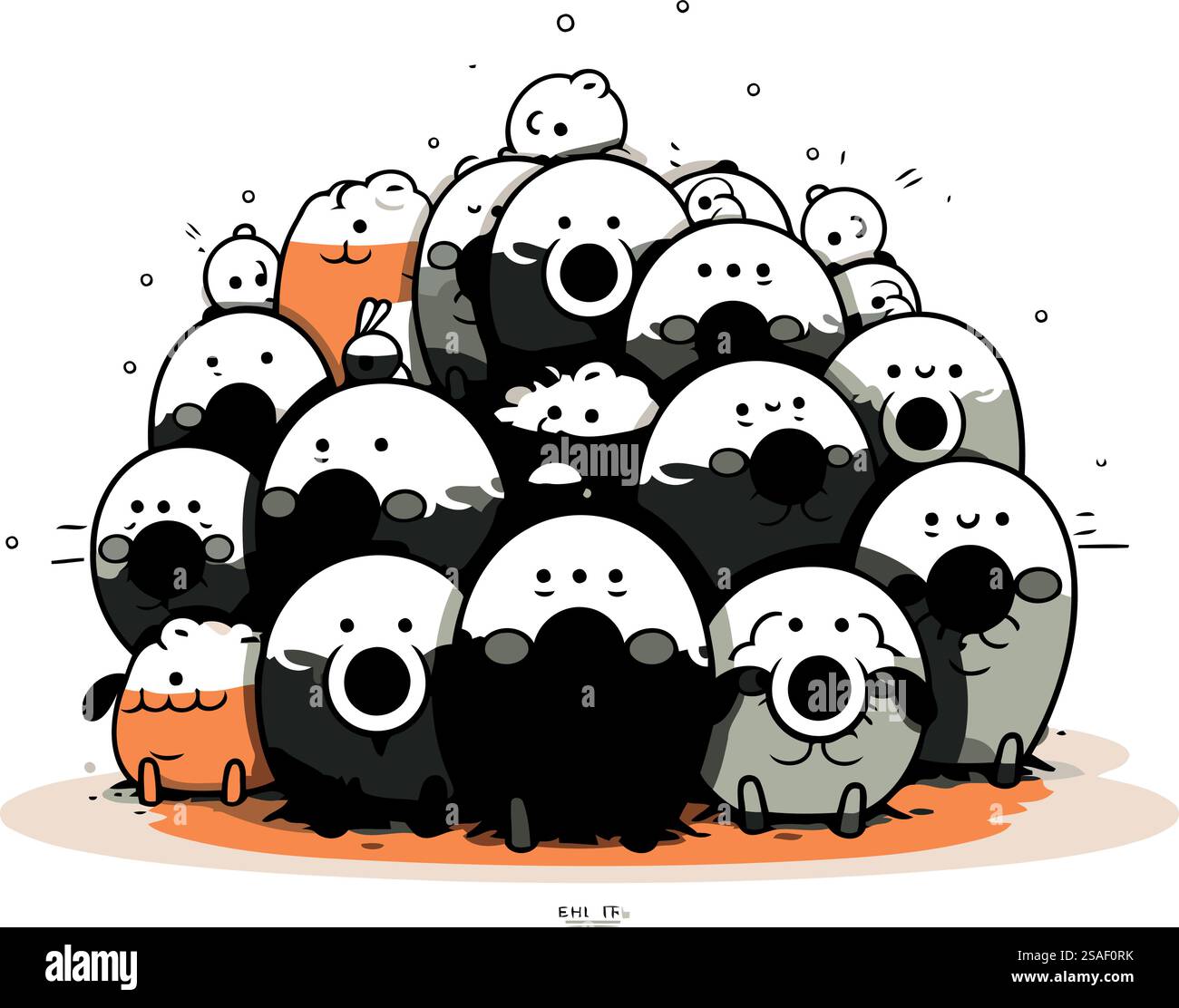 Vektor-Illustration einer Gruppe von Panda-Freunden. Niedliche Cartoon-Panda-Freunde. Stock Vektor