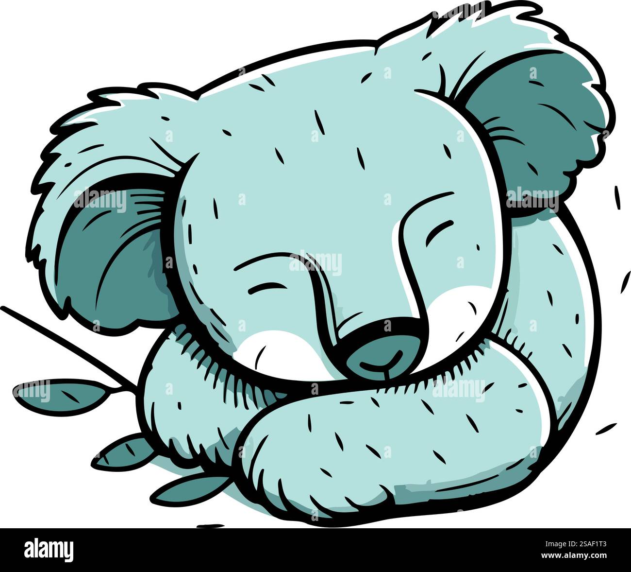 Niedlicher Karikaturkoala, der auf dem Boden schläft. Vektorabbildung. Stock Vektor