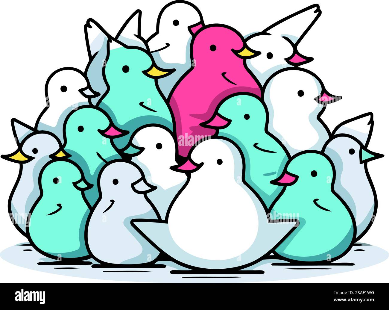 Niedliche Vogelgruppe. Vektorillustration isoliert auf weißem Hintergrund. Stock Vektor