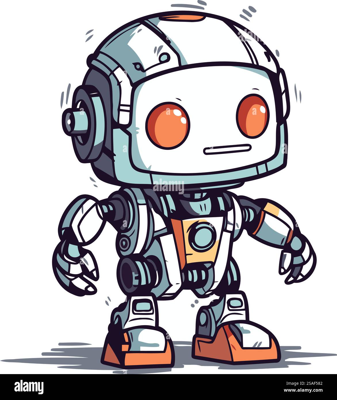 Niedliche Roboter-Cartoon-Vektor-Illustration. Niedliche Cartoon-Roboterfigur. Stock Vektor