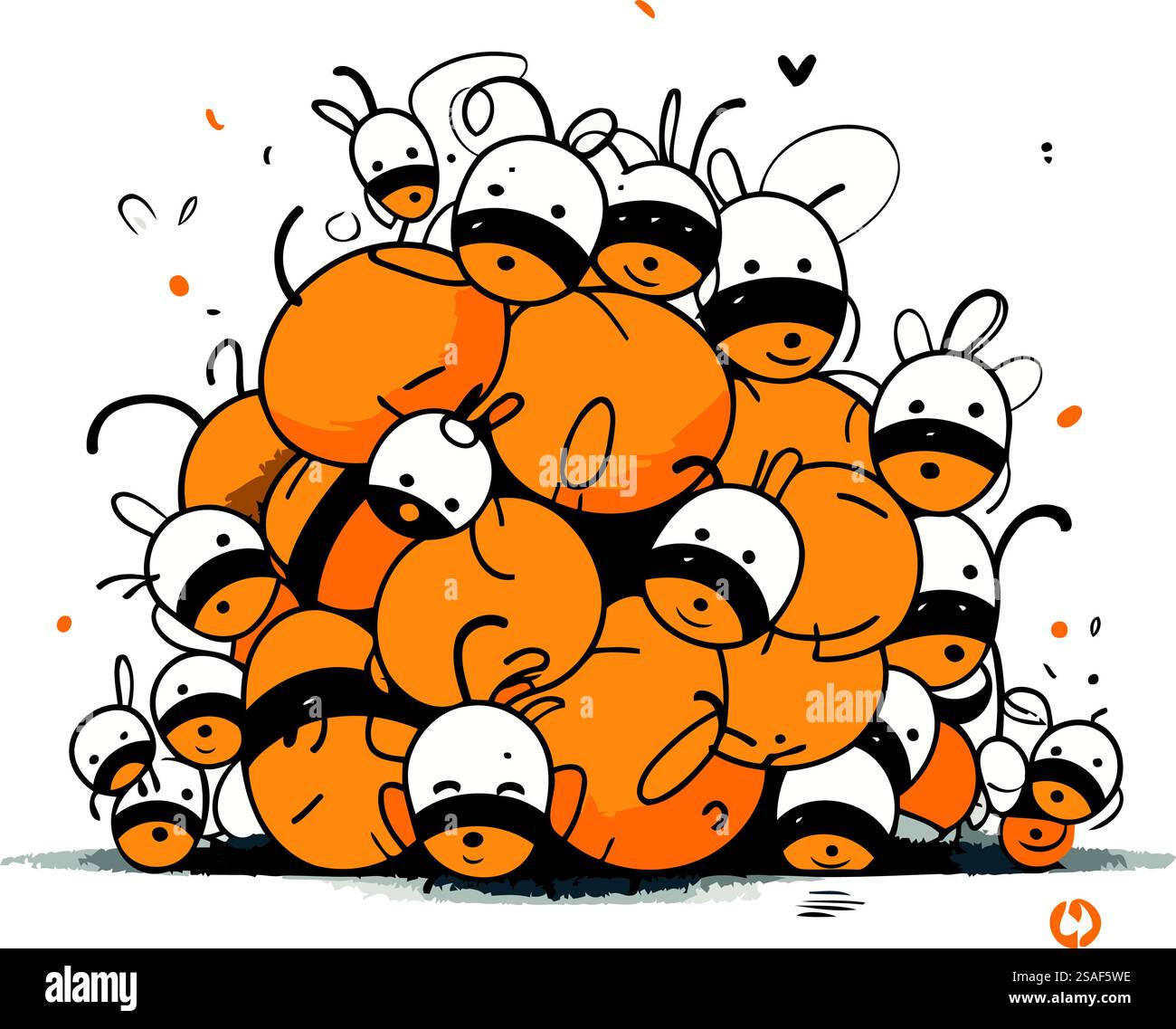 Cartoon-Illustration einer Gruppe kleiner Ameisen. Vektorabbildung. Stock Vektor