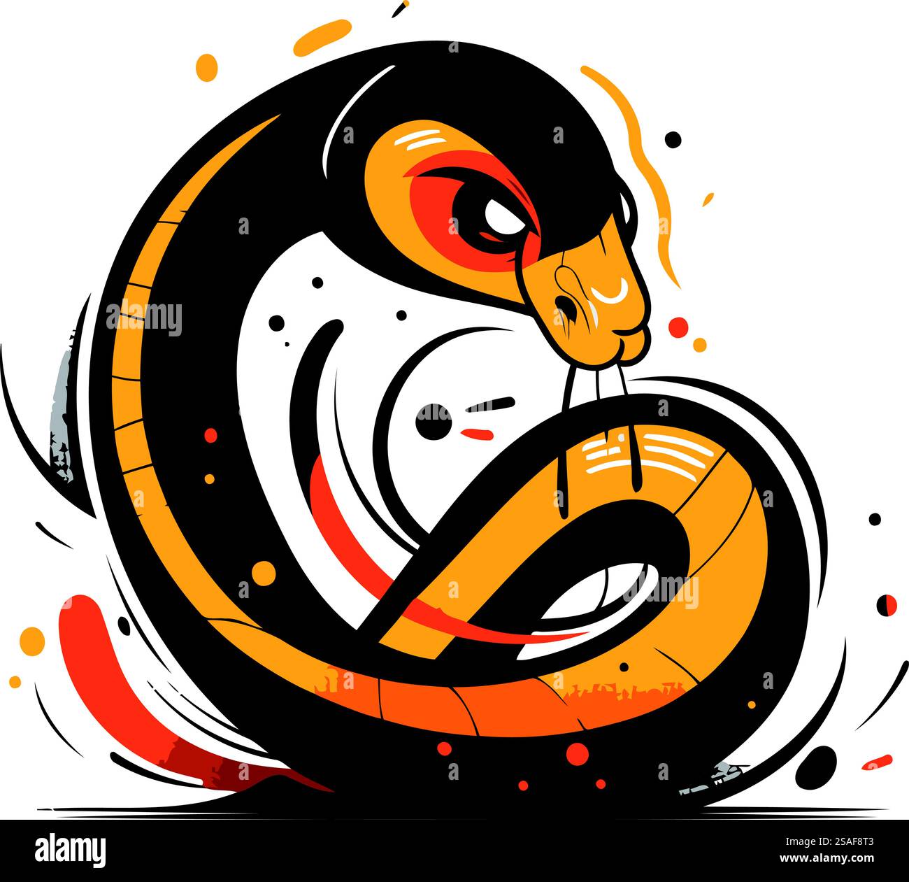 Süße Schlange im Stil eines Graffiti. Vektorabbildung. Stock Vektor