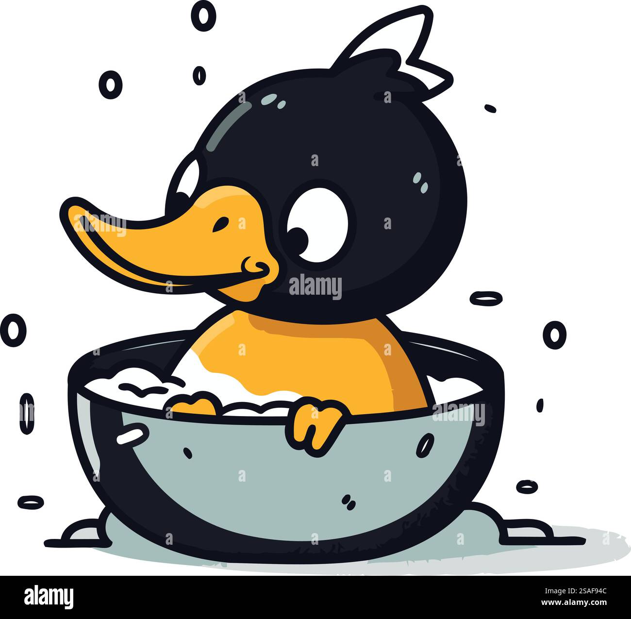 Ente in einer Schüssel Reis. Illustration des Kritzelvektors Stock Vektor