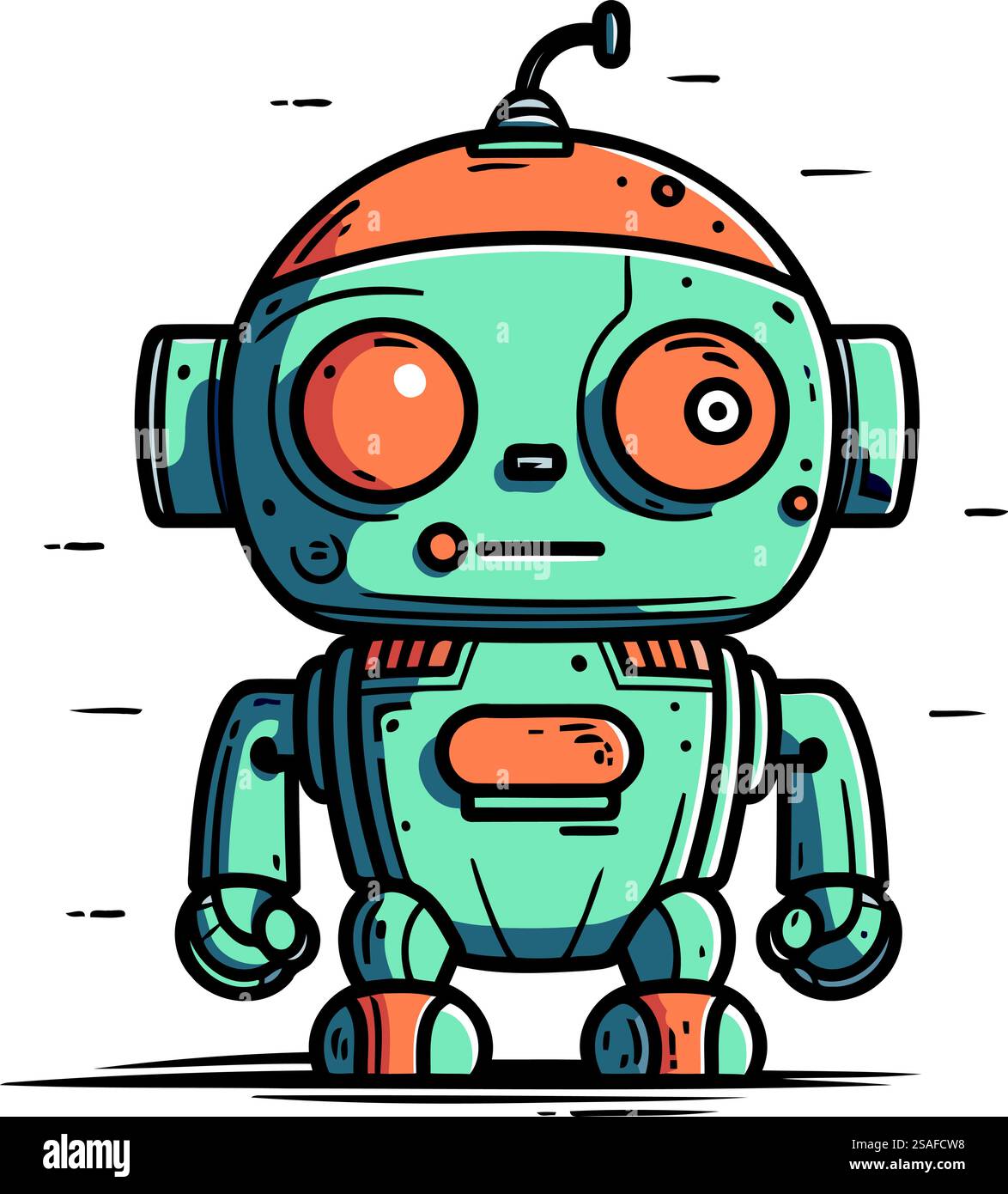 Niedlicher Karikaturroboter. Vektorabbildung. Isoliert auf weißem Hintergrund. Stock Vektor