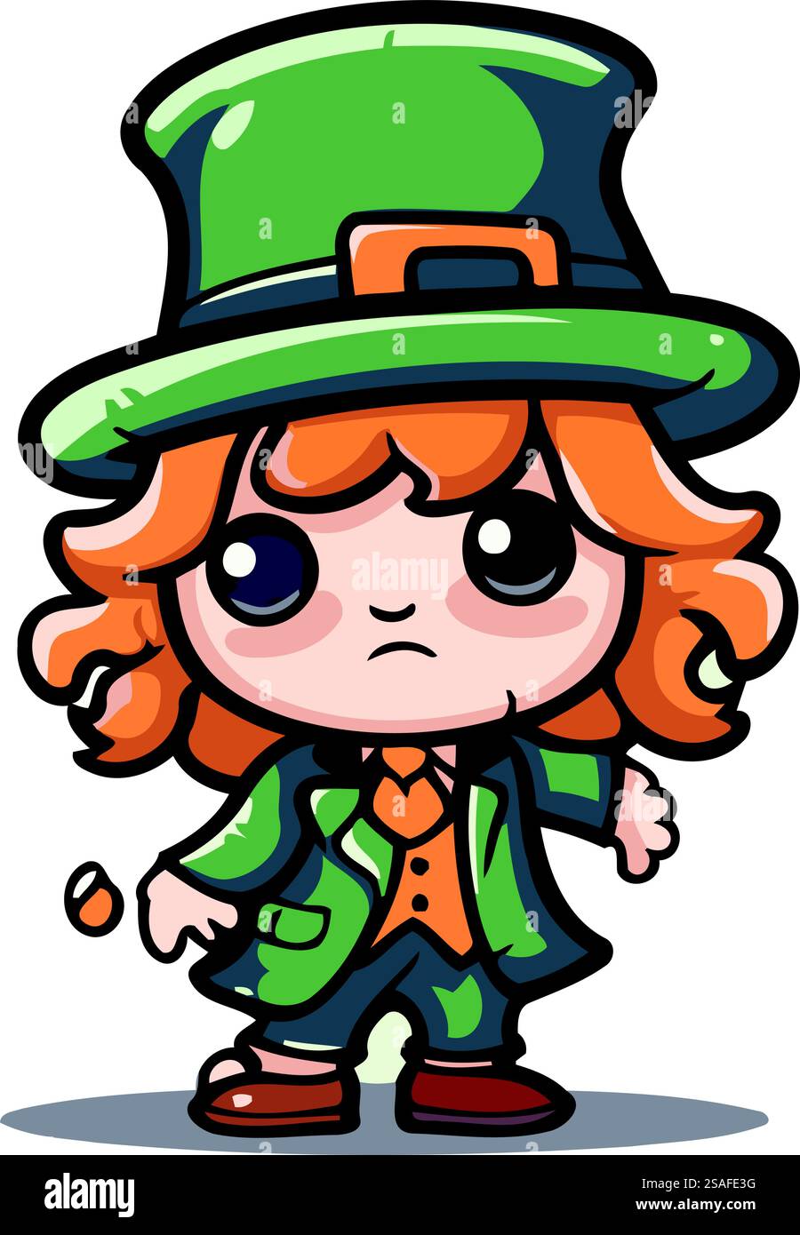 Leprechaun-Mädchen-Cartoon-Figur. Niedliche Vektor-Illustration Stock Vektor