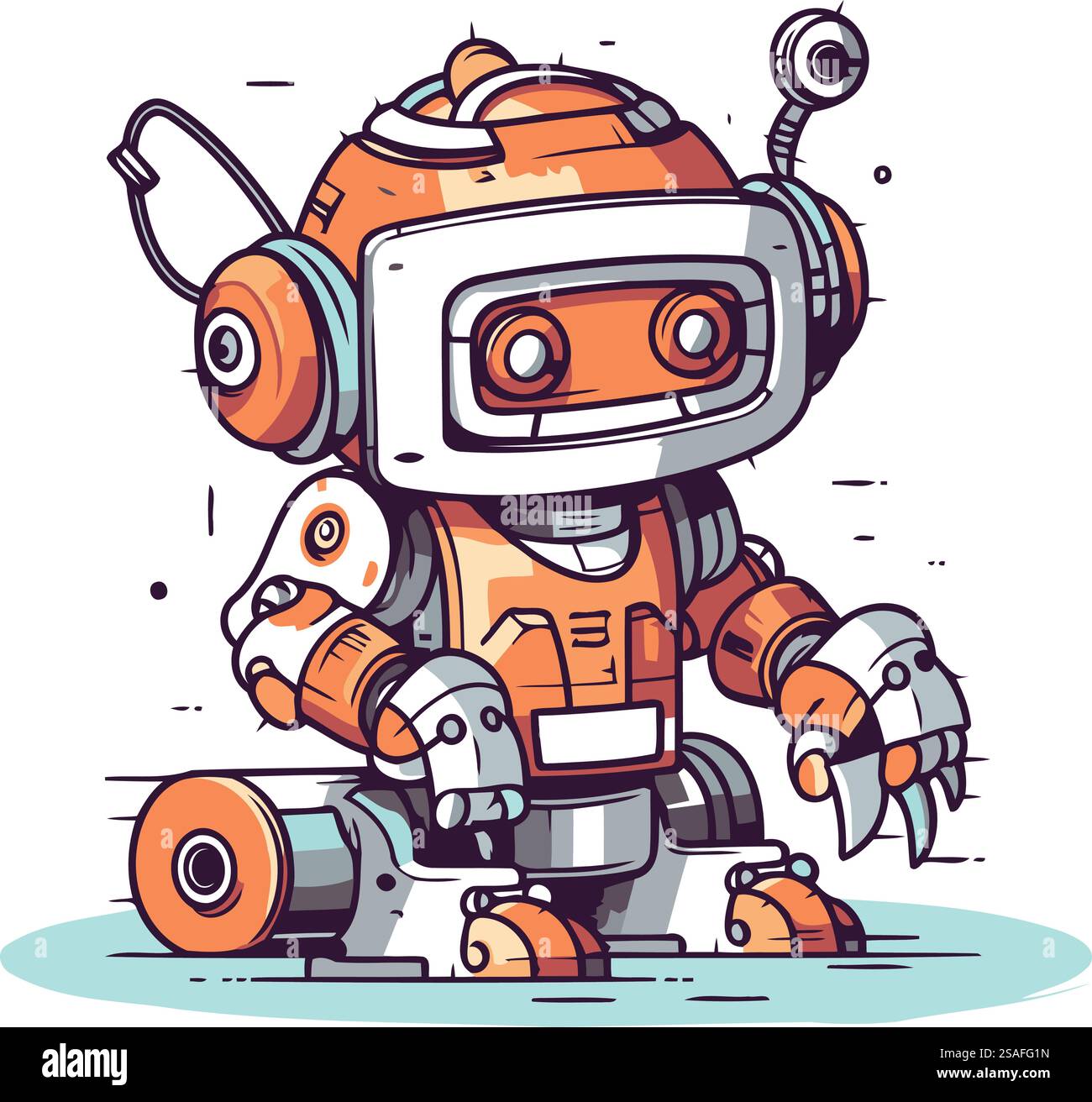 Cartoon-Roboter. Vektor-Illustration eines niedlichen Roboters. Niedlicher Roboter. Stock Vektor