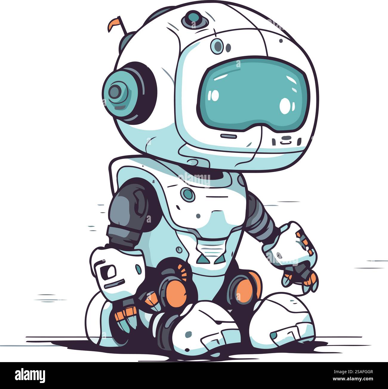 Vektor-Illustration des niedlichen Zeichentrickroboters. Isoliert auf weißem Hintergrund. Stock Vektor