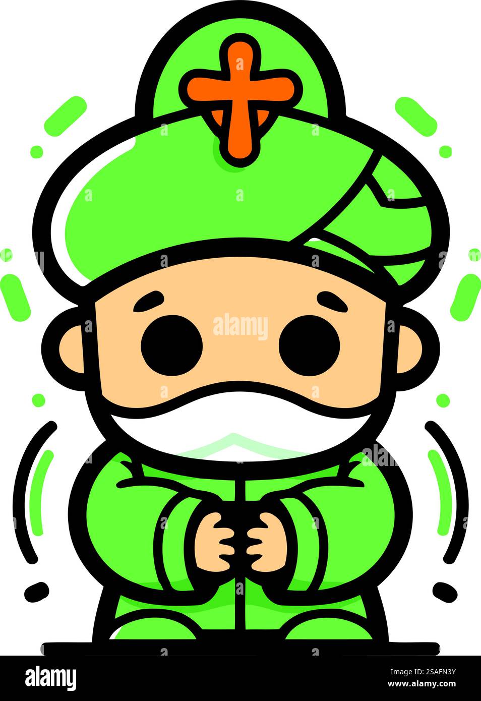 Netter Cartoon Leprechaun mit Kreuz-Vektor-Illustration. Stock Vektor