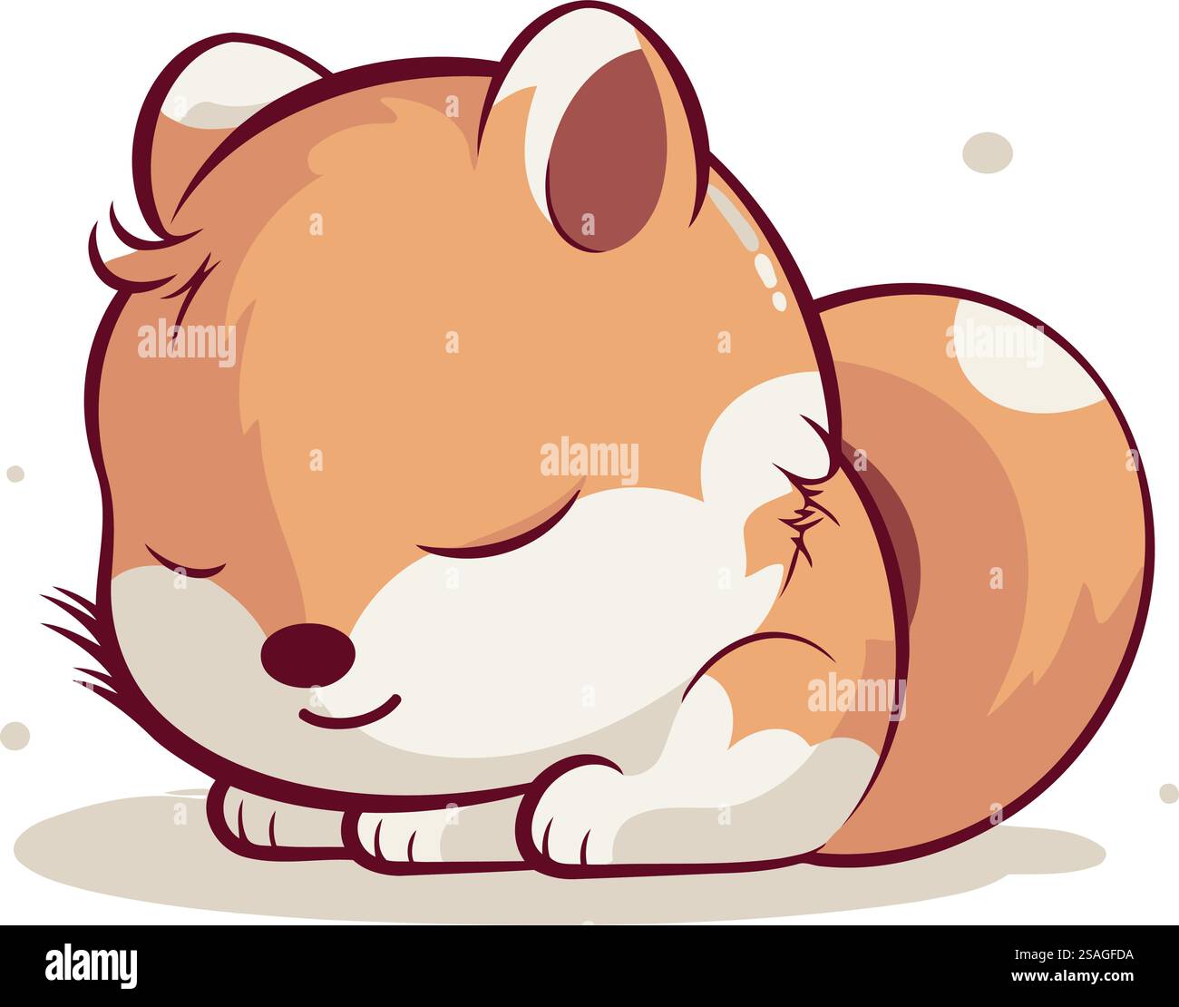 Niedlicher kleiner Hamster, der auf weißem Hintergrund schläft. Vektorabbildung. Stock Vektor