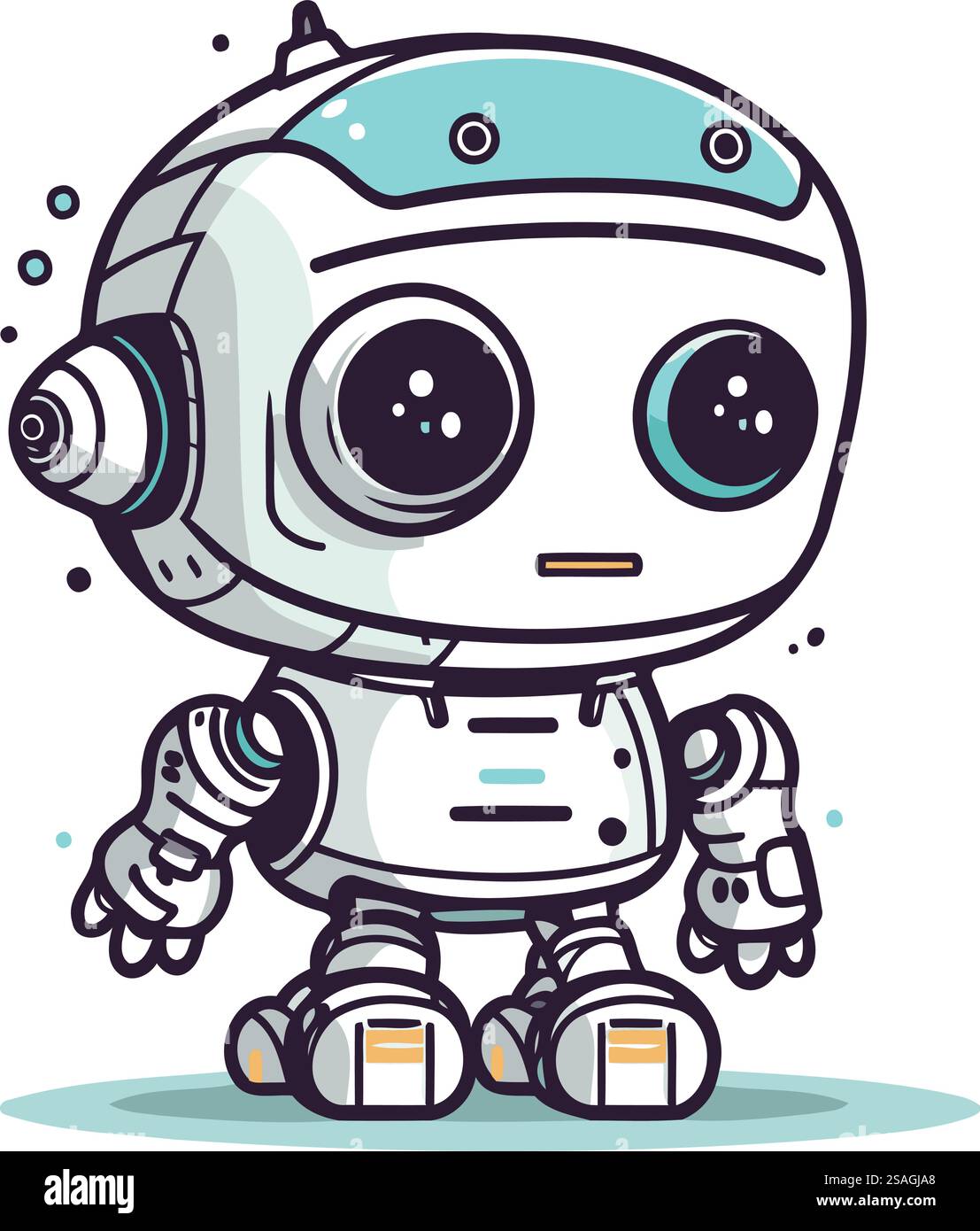 Niedlicher kleiner Roboter. Vektorabbildung. Isoliert auf weißem Hintergrund. Stock Vektor