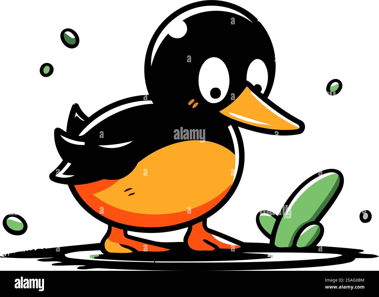 Niedliche Cartoon-Ente. Vektorabbildung. Isoliert auf weißem Hintergrund. Stock Vektor