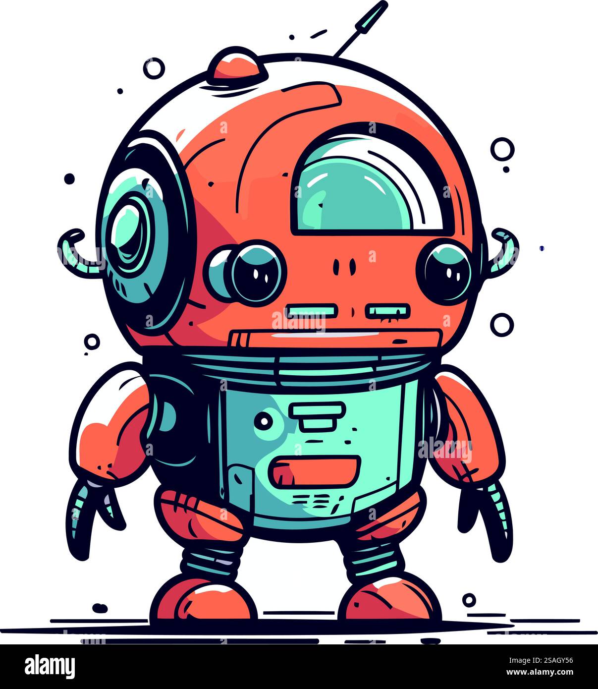 Vektor-Illustration des niedlichen Zeichentrickroboters. Isoliert auf weißem Hintergrund. Stock Vektor