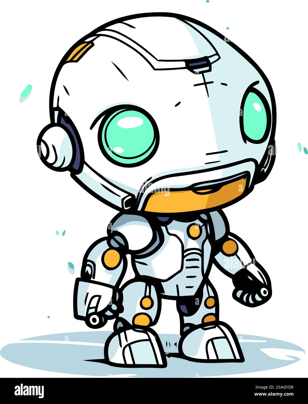 Vektor-Illustration des niedlichen Zeichentrickroboters. Isoliert auf weißem Hintergrund. Stock Vektor
