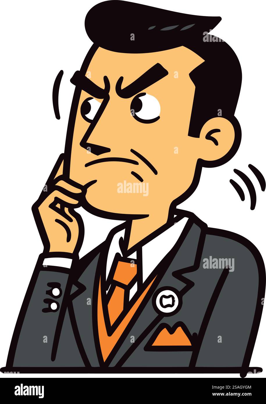 Nachdenklicher Geschäftsmann Farbige Zeichentrickfigur. Vektor Stock Vektor
