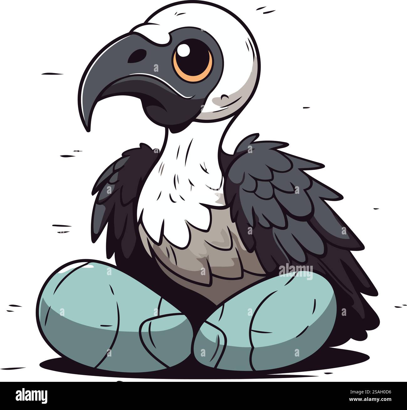 Illustration eines Geiers, der auf einem Felsen sitzt. Vektorabbildung. Stock Vektor