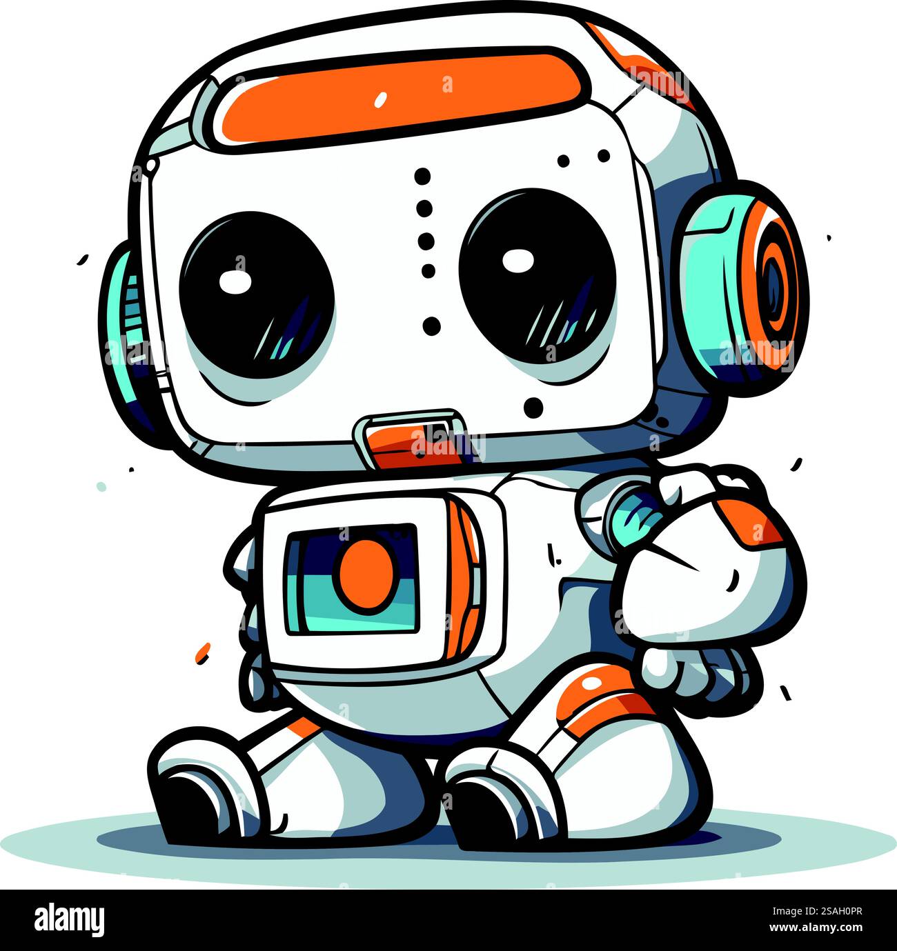 Niedlicher Karikaturroboter. Vektorabbildung. Isoliert auf weißem Hintergrund. Stock Vektor