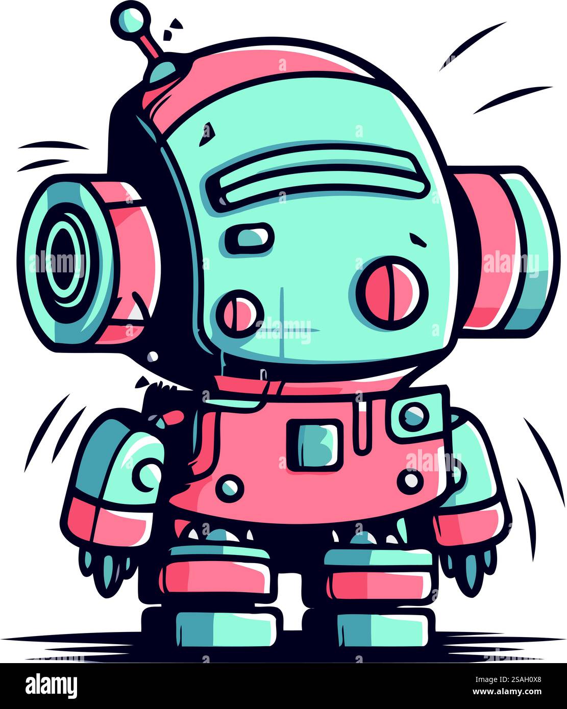 Cartoon-Roboter. Vektor-Illustration eines niedlichen Roboters. Niedlicher Roboter. Stock Vektor