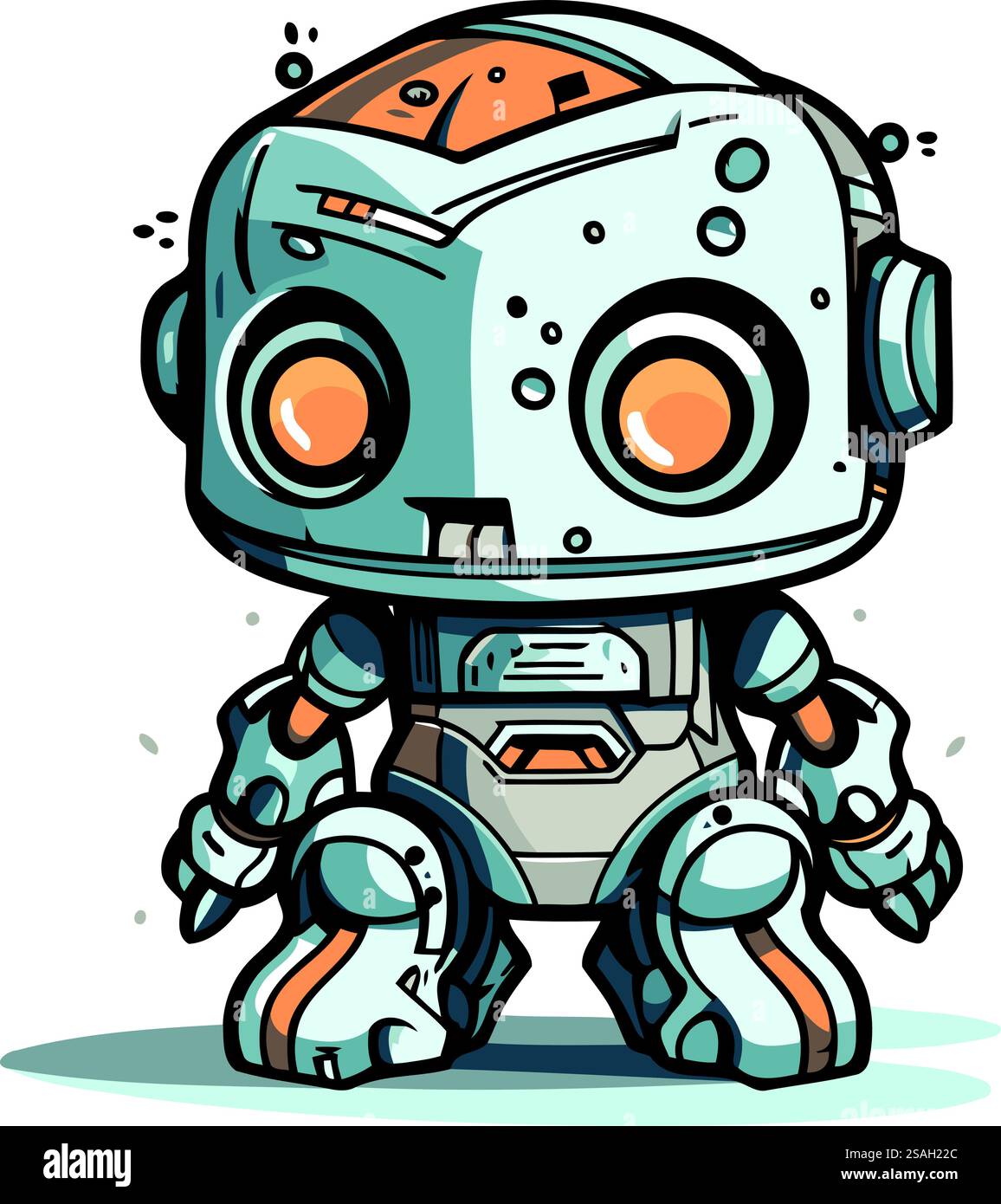 Vektor-Illustration des niedlichen Zeichentrickroboters. Isoliert auf weißem Hintergrund. Stock Vektor