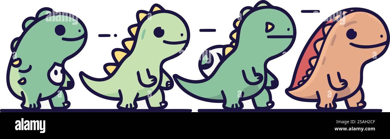 Nette Dinosaurier Familie Cartoon Vektor Illustration Grafik Design Kritzelei Hand gezeichnet Stock Vektor