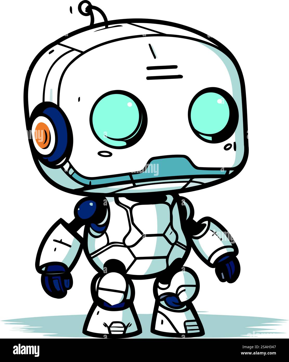 Karikaturroboter isoliert auf weißem Hintergrund. Niedlicher Roboter. Vektorabbildung. Stock Vektor