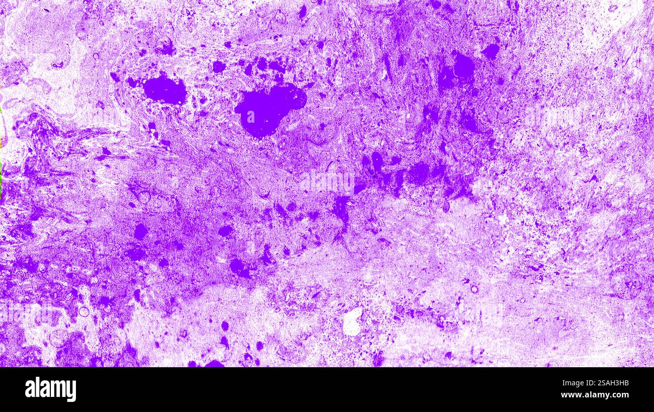 Abstrakter Marmorhintergrund aus verschiedenen Violetttönen. Weiße Flecken. Chaotische Flecken, Wellen, Streifen und Punkte. Sie bilden unterschiedliche Texturen. Stockfoto