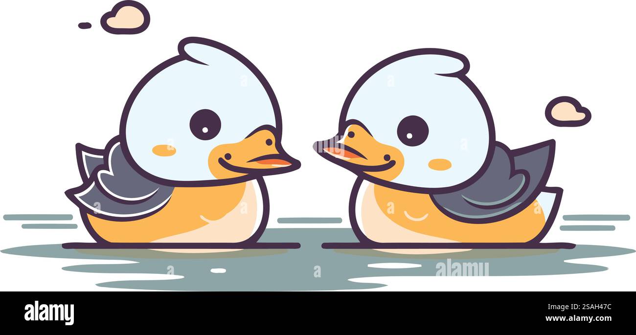 Niedliche Enten isoliert auf weißem Hintergrund. Vektorabbildung. Stock Vektor