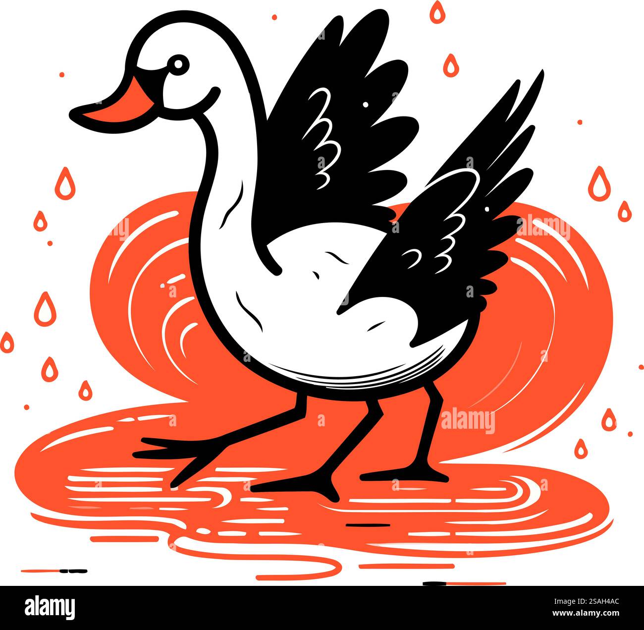 Vektor-Illustration einer Ente auf dem Wasser. Handgezeichneter Stil. Stock Vektor