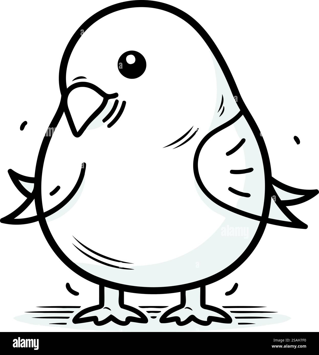 Tauben-Doodle-Vektor-Illustration. Niedliche Zeichentrickfigur. Stock Vektor