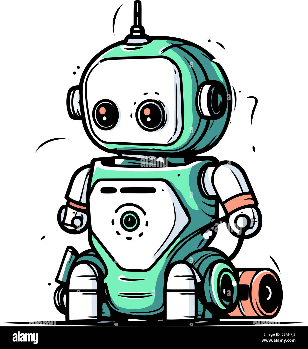 Vektor-Illustration des niedlichen Zeichentrickroboters. Niedlicher handgezeichneter Roboter. Stock Vektor