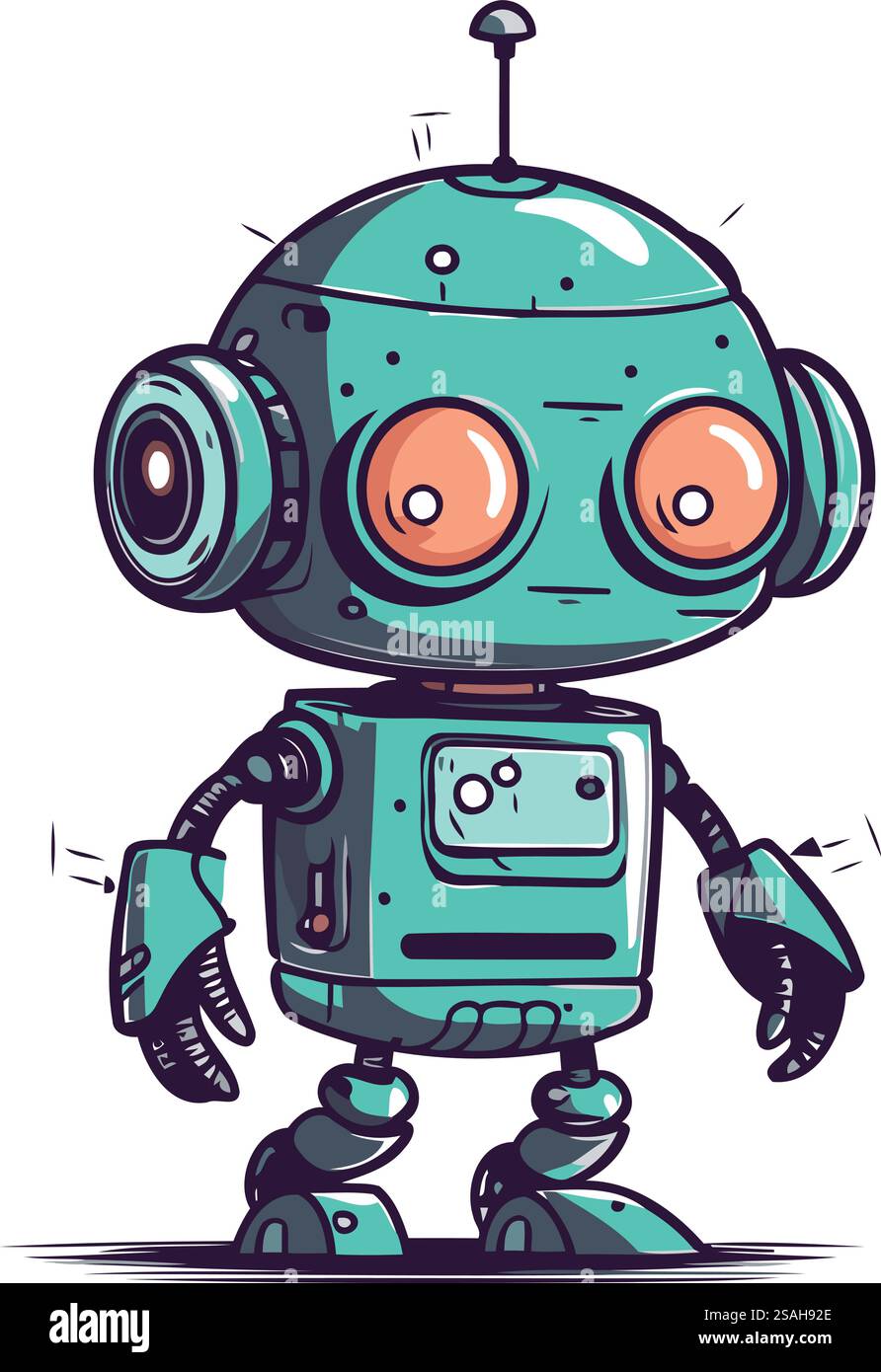 Cartoon-Roboter. Vektor-Illustration eines lustigen Roboters. Cartoon-Roboter. Stock Vektor