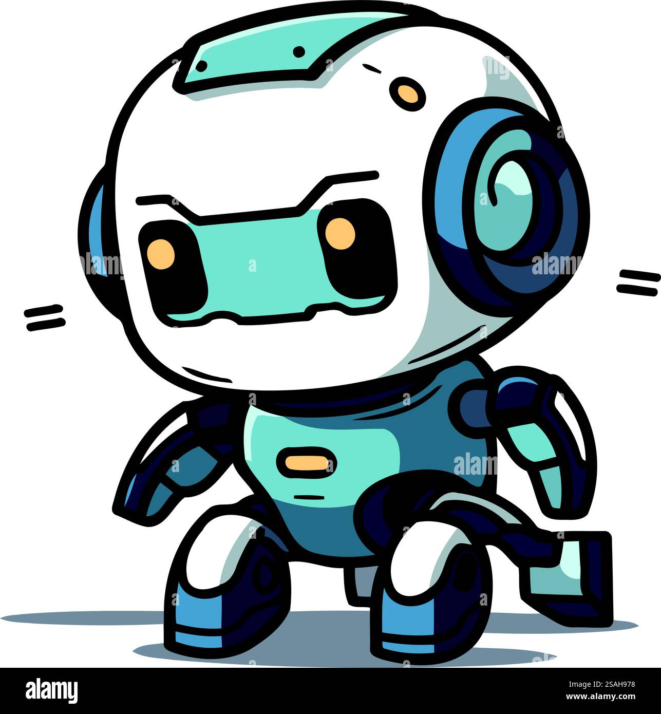 Niedlicher Karikaturroboter. Vektor-Illustration einer niedlichen Roboterfigur. Stock Vektor