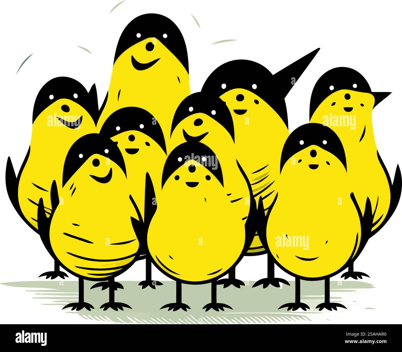 Gruppe von Pinguinen. Vektorabbildung. Isoliert auf weißem Hintergrund. Stock Vektor