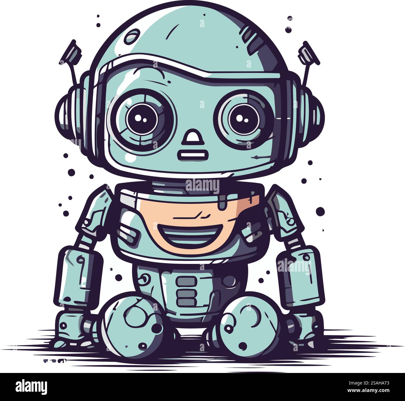 Niedlicher Karikaturroboter. Vektorabbildung. Isoliert auf weißem Hintergrund. Stock Vektor